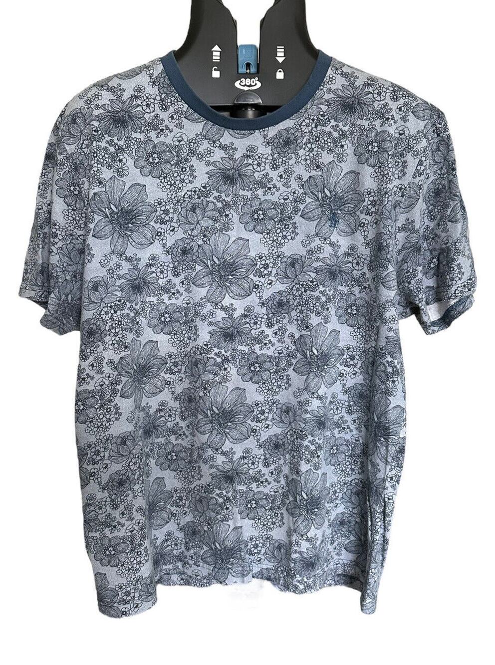 Original Penguin Munsingwear Short Sleeve Blue Ringer T-Shirt Floral Print XL